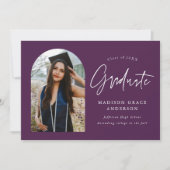 Faire-part Graduation photo moderne en arc violet (Devant)