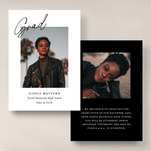 Faire-part Graduation photo moderne minimaliste