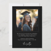 Faire-part Graduation photo moderne noir (Dos)