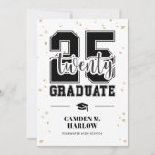 Faire-part Graduation photo moderne noir et or (Devant)
