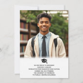 Faire-part Graduation photo moderne noir et or (Dos)