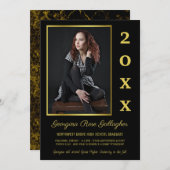 Faire-part Graduation Photo moderne Simple Grad Gold Noir (Devant / Derrière)