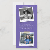 Faire-part Graduation photo moderne violet diagonale rayures (Dos)