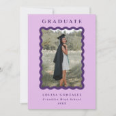 Faire-part Graduation photo Retro Purple & Lilac Waves (Devant)