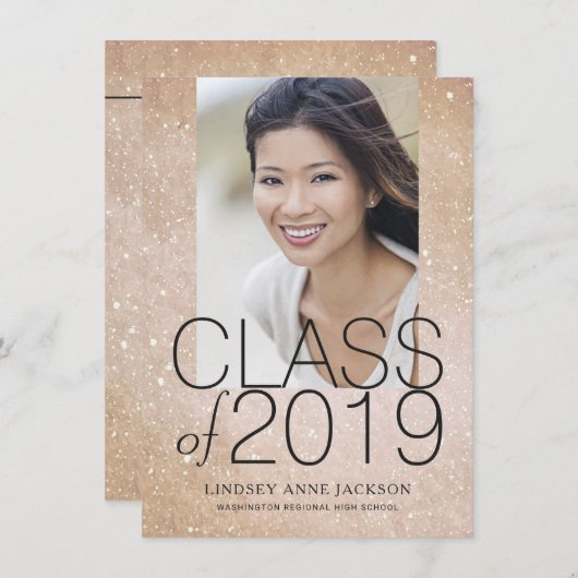 Faire-part Graduation Photo Sable Flush Sand Stacked Texte (Devant / Derrière)