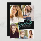 Faire-part Graduation Photo Scatter Collage Script moderne (Devant / Derrière)