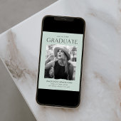 Faire-part Graduation photo verte de la pointe moderne
