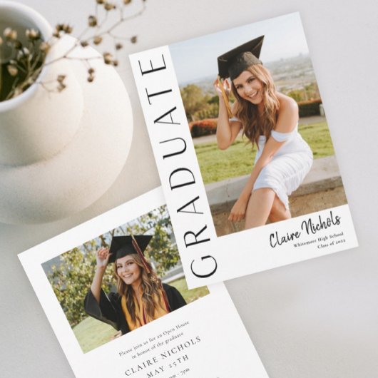 Faire-part Graduation photo verticale moderne