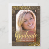Faire-part Graduation Rustique Glam Faux Parties scintillant  (Devant)