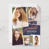 Faire-part Graduation Scattered Photo Collage Script moderne (Devant)