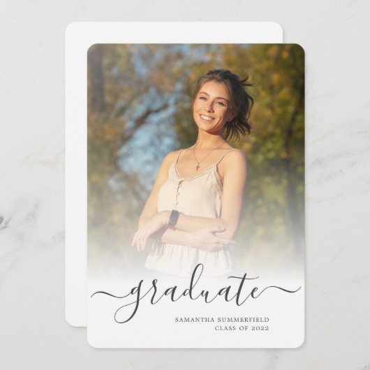 Faire-part Graduation Script Grad Photos (Devant / Derrière)