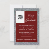 Faire-part Graduation Silver Sparkle Maroon (Devant)