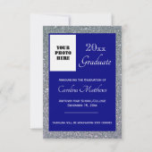 Faire-part Graduation Silver Sparkle Navy Blue (Devant)