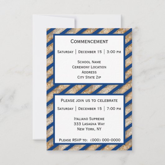 Faire-part Graduation Sparkle Stripes Bleu Graduation (Dos)