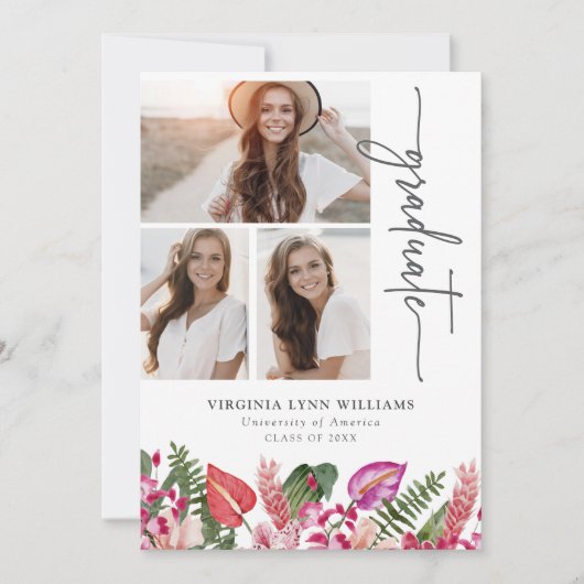 Faire-part Graduation tropicale (Devant)