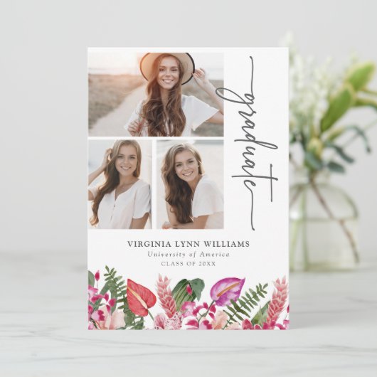 Faire-part Graduation tropicale (Debout devant)