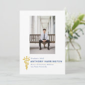 Faire-part Graduation vétérinaire Aggie Blue Gold (Debout devant)