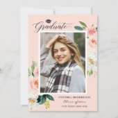 Faire-part Gradué 2025 Blush Rose Floral Girl Graduation (Devant)
