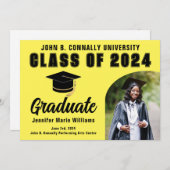 Faire-part Gradué Jaune Personnalisé 2024 Graduation Party (Devant / Derrière)