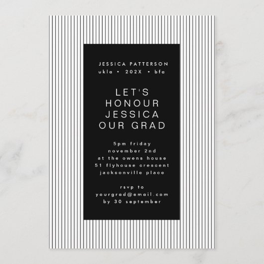Faire-part Gradué Premium Script - Gradué modifiable (Dos)
