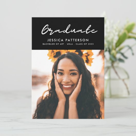 Faire-part Gradué Premium Script - Gradué modifiable (Debout devant)
