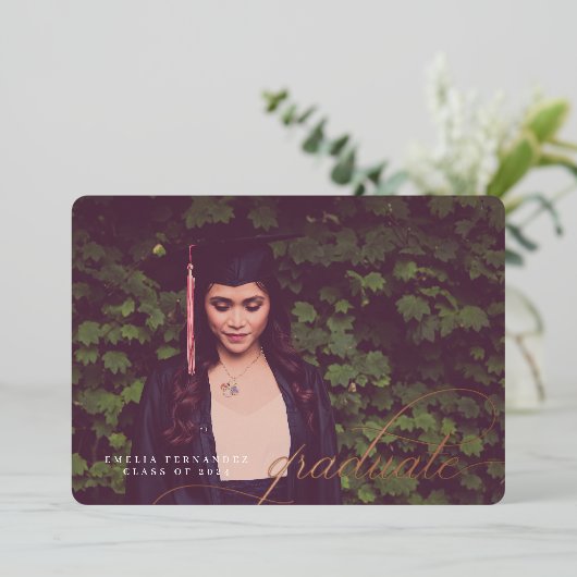 Faire-part graduée standard simple de script Foil (Debout devant)