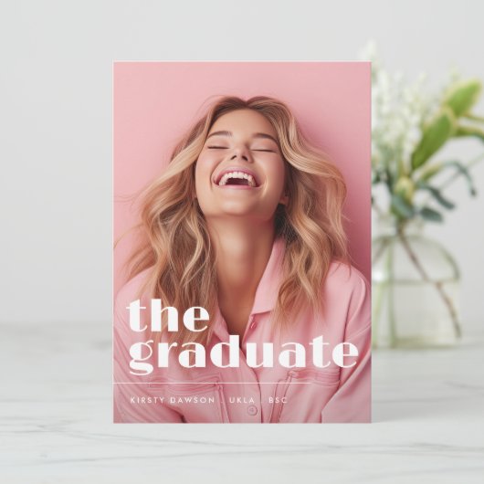 Faire-part GRADUER LE GRADUATE Script Two (Debout devant)