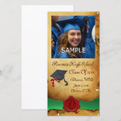 Faire-part GRADUM BROWN ROUGE SCEAU MONOGRAMME vert (Devant / Derrière)