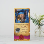 Faire-part GRADUM ROUGE BROWN CIRE MONOGRAMME rose (Debout devant)