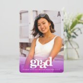 Faire-part Graissage violet personnalisé photo type audacieux (Debout devant)