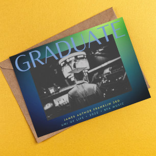 Faire-part graisse photo vert bleu custom college ombre