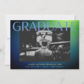 Faire-part graisse photo vert bleu custom college ombre (Devant)