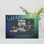Faire-part graisse photo vert bleu custom college ombre (Debout devant)