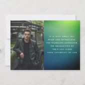 Faire-part graisse photo vert bleu custom college ombre (Dos)