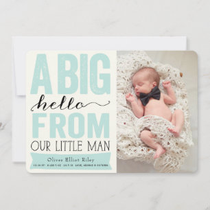 Faire-part Grande bienvenue de notre petit garçon bébé photo