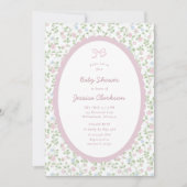 Faire-part Grandmillennial Pink Bow Floral Baby Shower INVITE (Devant)