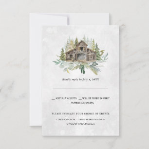 Faire-part Grange Élégant RSVP Mariage Aquarelle
