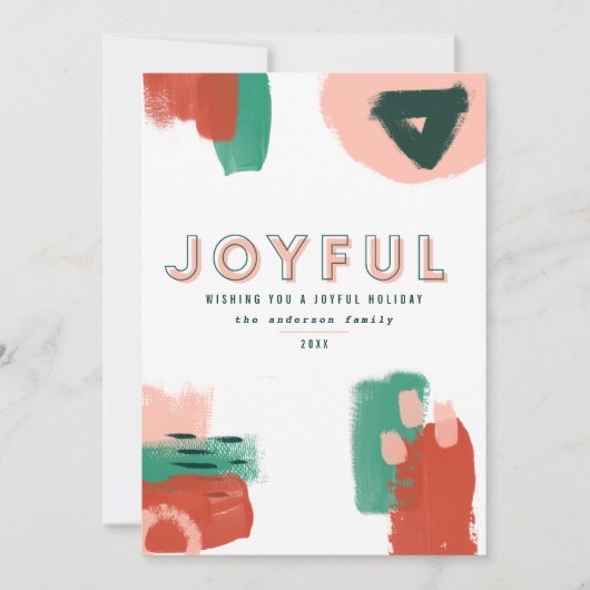 Faire-part Graphique abstrait moderne rouge, rose + vert joye (Devant)