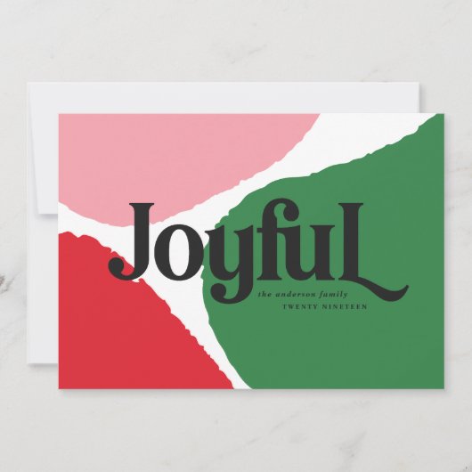 Faire-part Graphique abstrait moderne rouge, rose + vert joye (Devant)