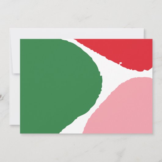 Faire-part Graphique abstrait moderne rouge, rose + vert joye (Dos)