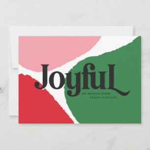 Faire-part Graphique abstrait moderne rouge, rose + vert joye
