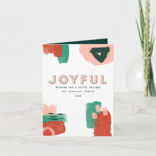 Faire-part Graphique abstrait moderne rouge, rose + vert joye (Devant)
