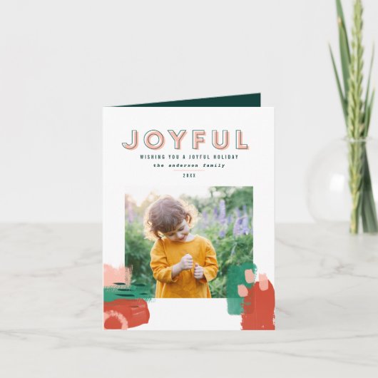 Faire-part Graphique abstrait moderne rouge, rose + vert phot (Devant)