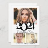 Faire-part Gras 2024 Graduate 3-Photo Collage Graduation (Devant / Derrière)