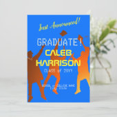 Faire-part Gras Bleu Moderne Tech Graduation (Debout devant)