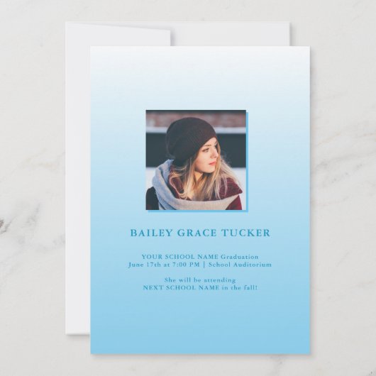 Faire-part Gras GRAD 2023 Superposition bleu clair Graduation (Dos)
