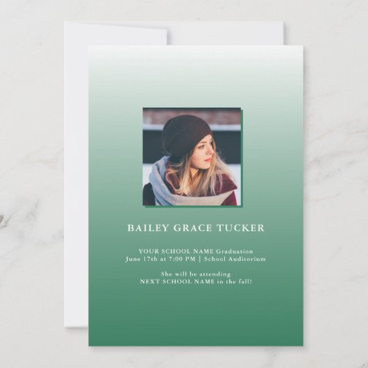 Faire-part Gras GRAD 2023 Superposition Green Graduation (Dos)