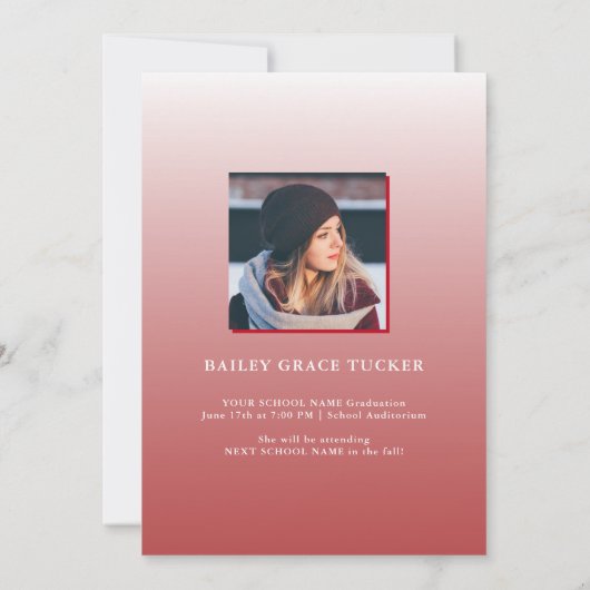 Faire-part Gras GRAD 2023 Superposition Red Graduation (Dos)