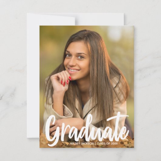 Faire-part Gras Graduate Photo Moderne Script Overlay (Devant)