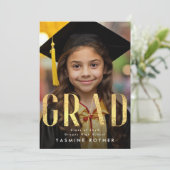 Faire-part Gras Jaune Or Foil Moderne GRAD Photo (Debout devant)